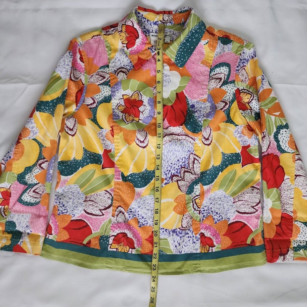 Coldwater Creek Women's Vintage Multicolor Floral Zip Front Jacket Petite Sz PL - Picture 10 of 10